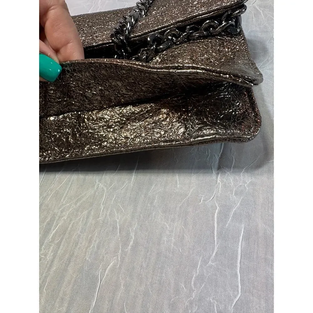 Caterina Lucchi Metallic Bronze Clutch with Chain Shoulder Strap - Picture 10 of 16